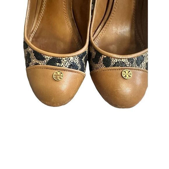 Tory Burch Canvas Animal Print Leather Pumps - Picture 4 of 14